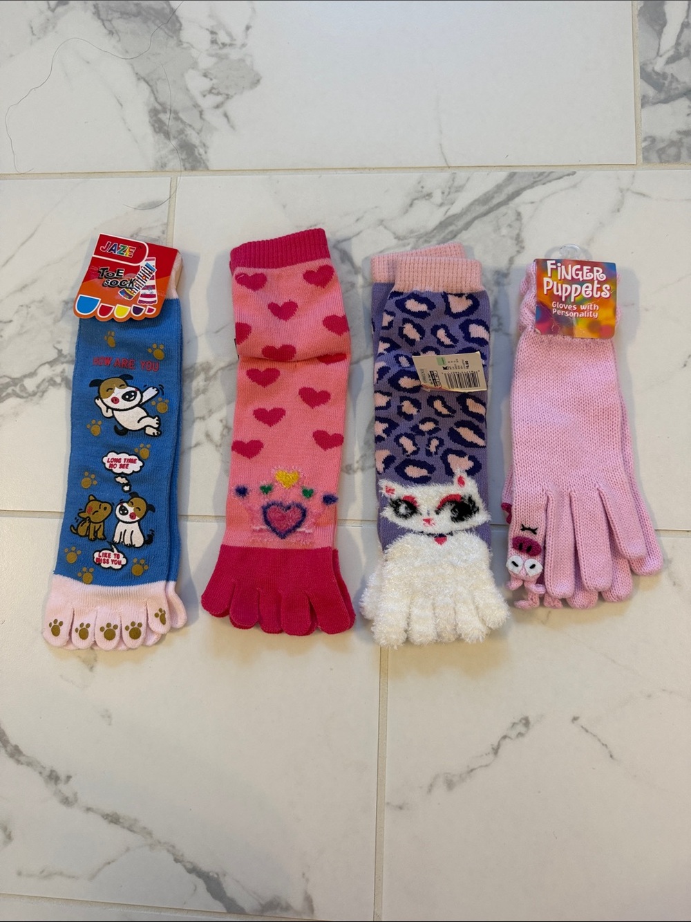 3 Pairs of Toe Socks & 1 Finger Puppet Glove